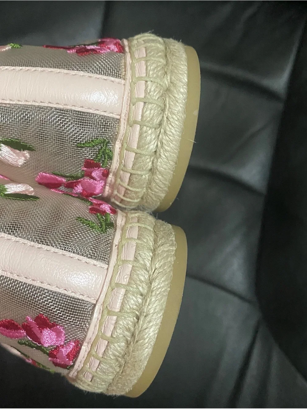 Stuart Weitzman Pink Floral Embroidered Espadrilles